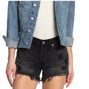 New! Blank NYC Distressed Button Fly Black Shorts Size 28
